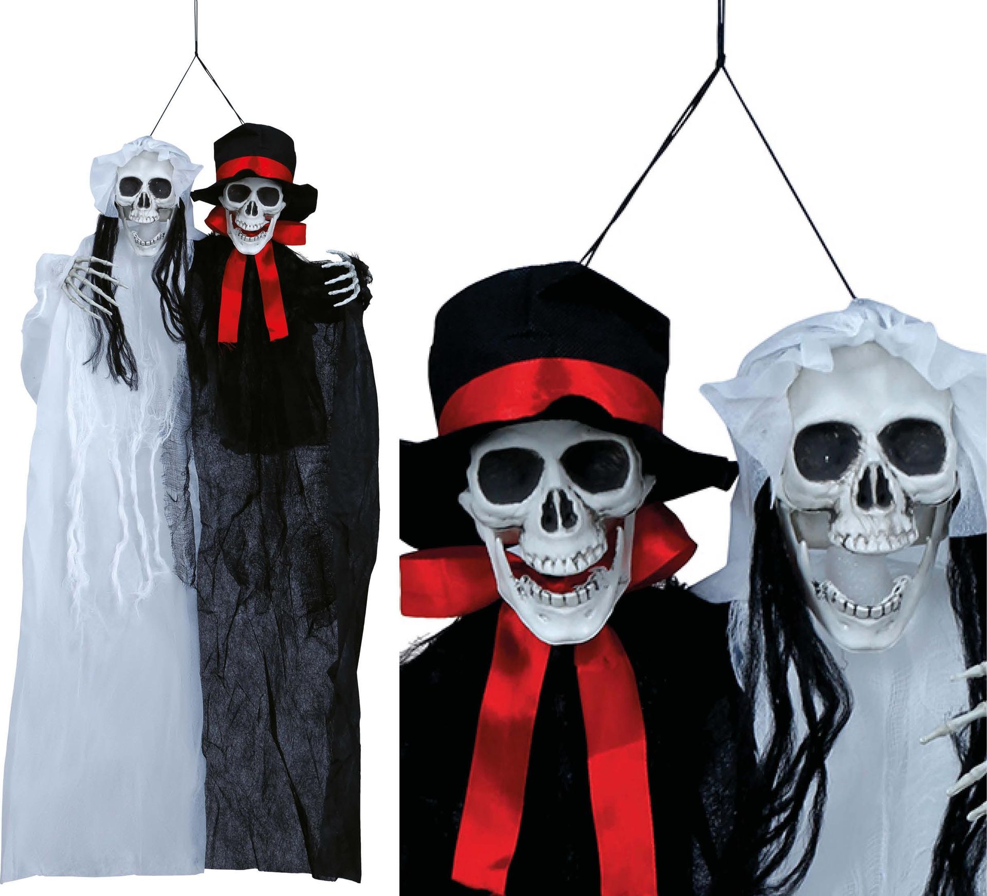 Hangdecoratie skelet bruidspaar 90 cm halloween