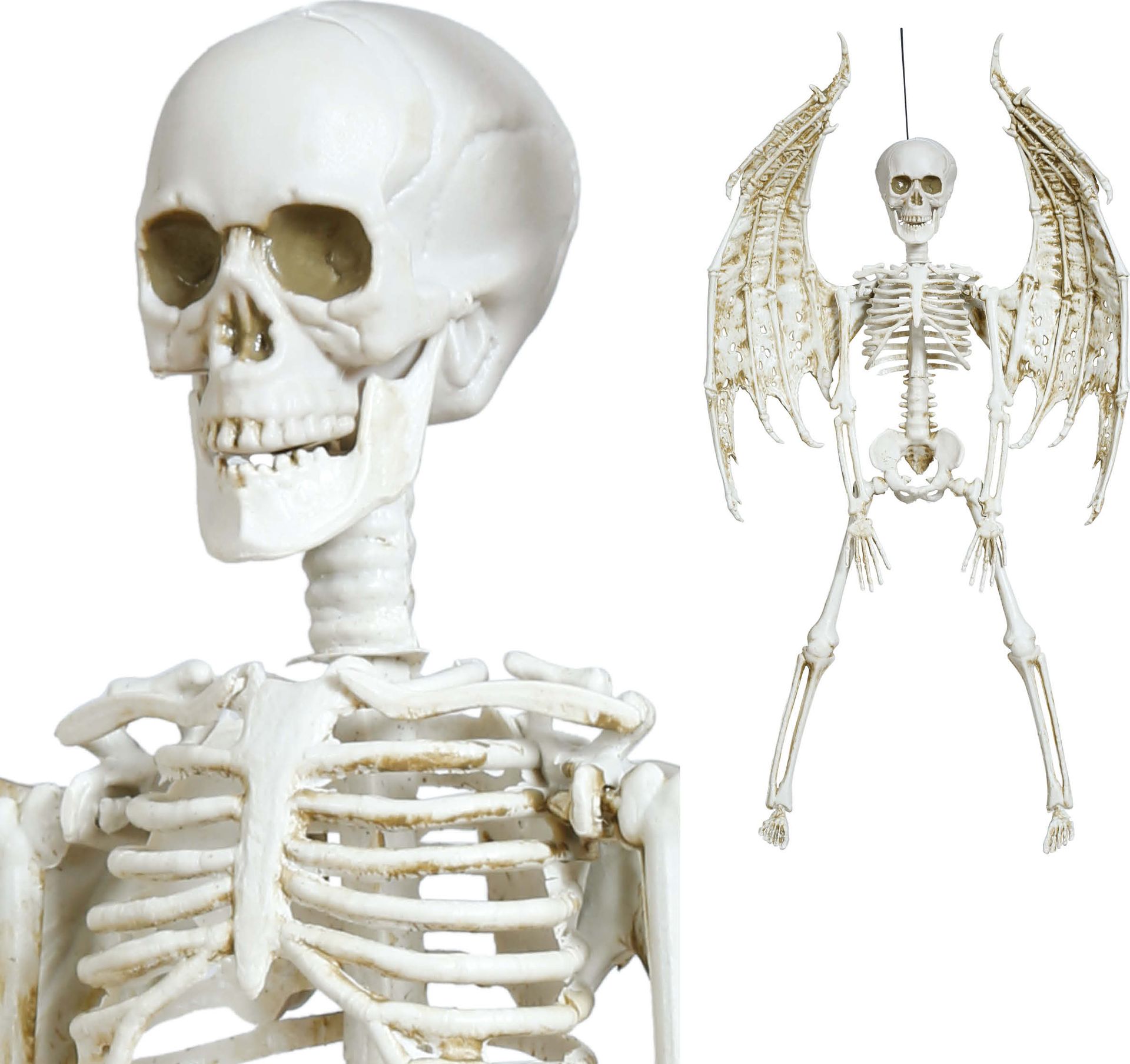 Hangdecoratie skelet met vleugels 46 cm halloween
