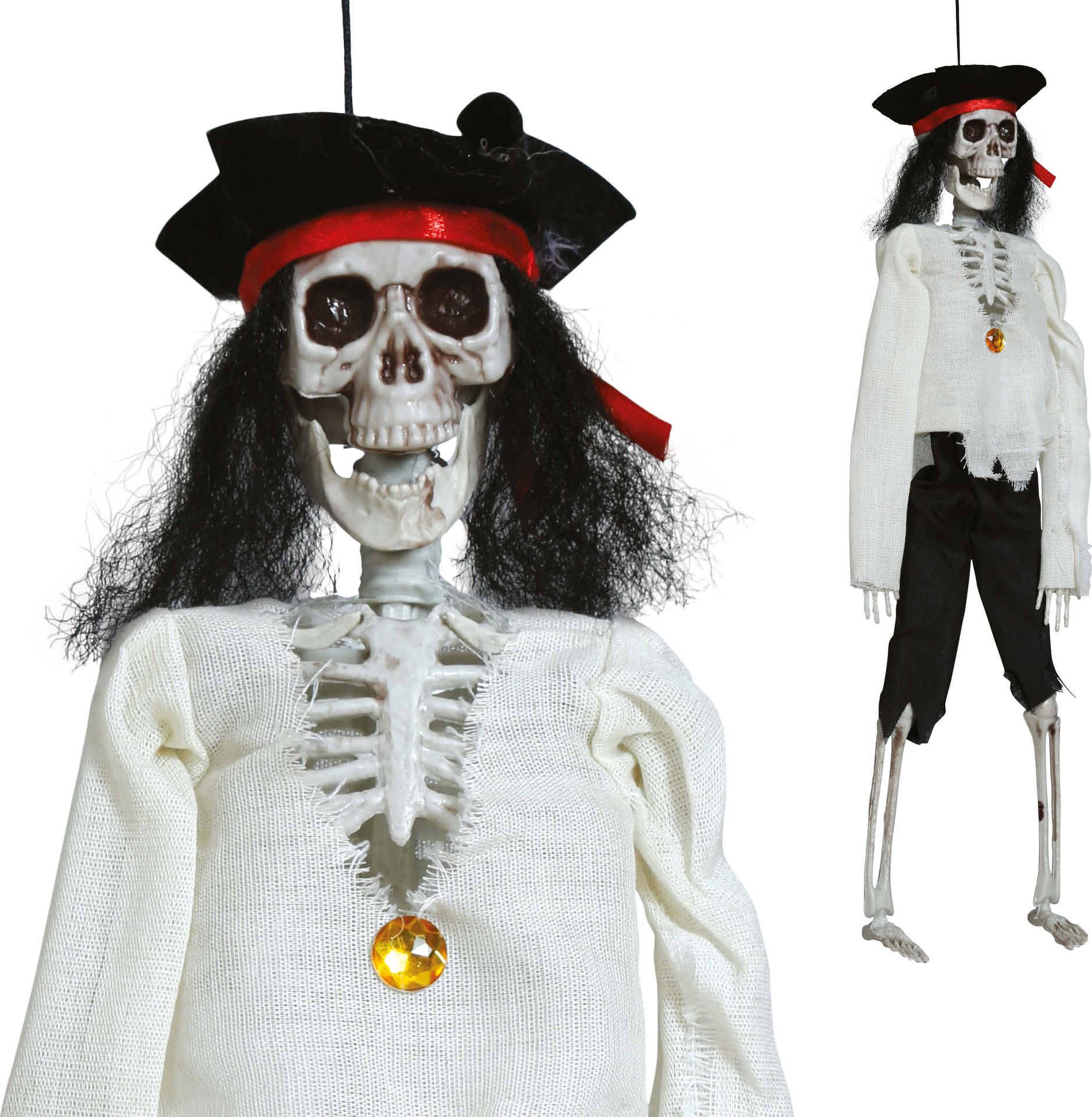 Hangdecoratie skelet piraat 45 cm halloween