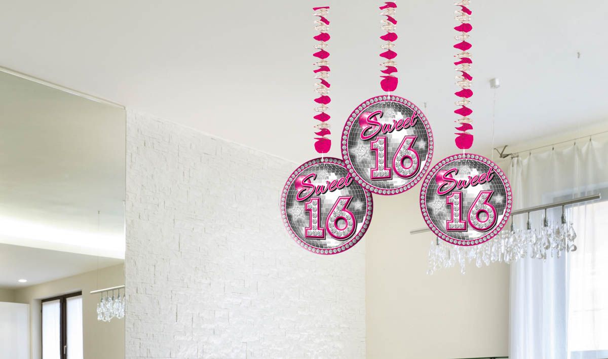 Hangdecoratie sweet sixteen disco