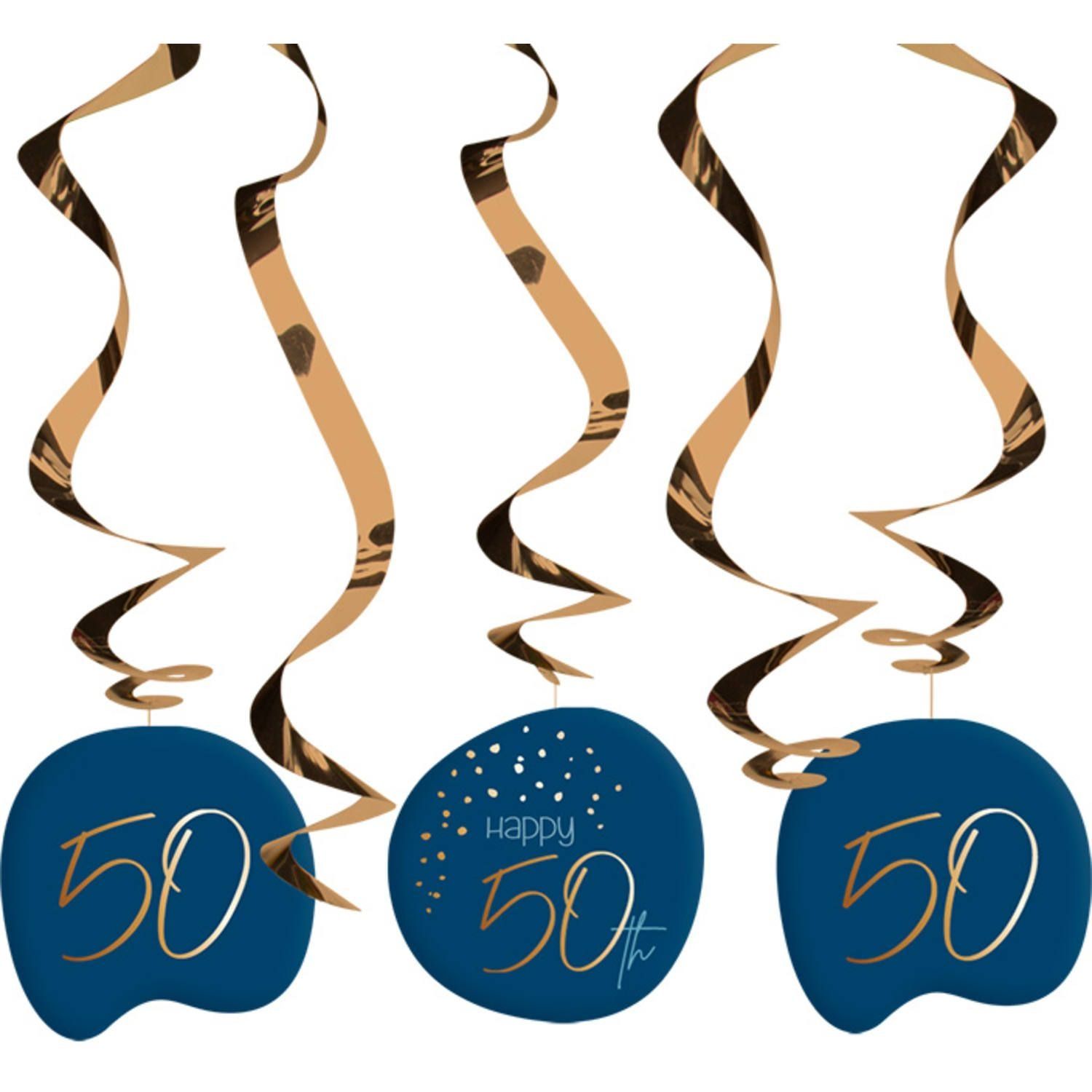 Hangdecoratie true blue 50 jaar 5 stuks