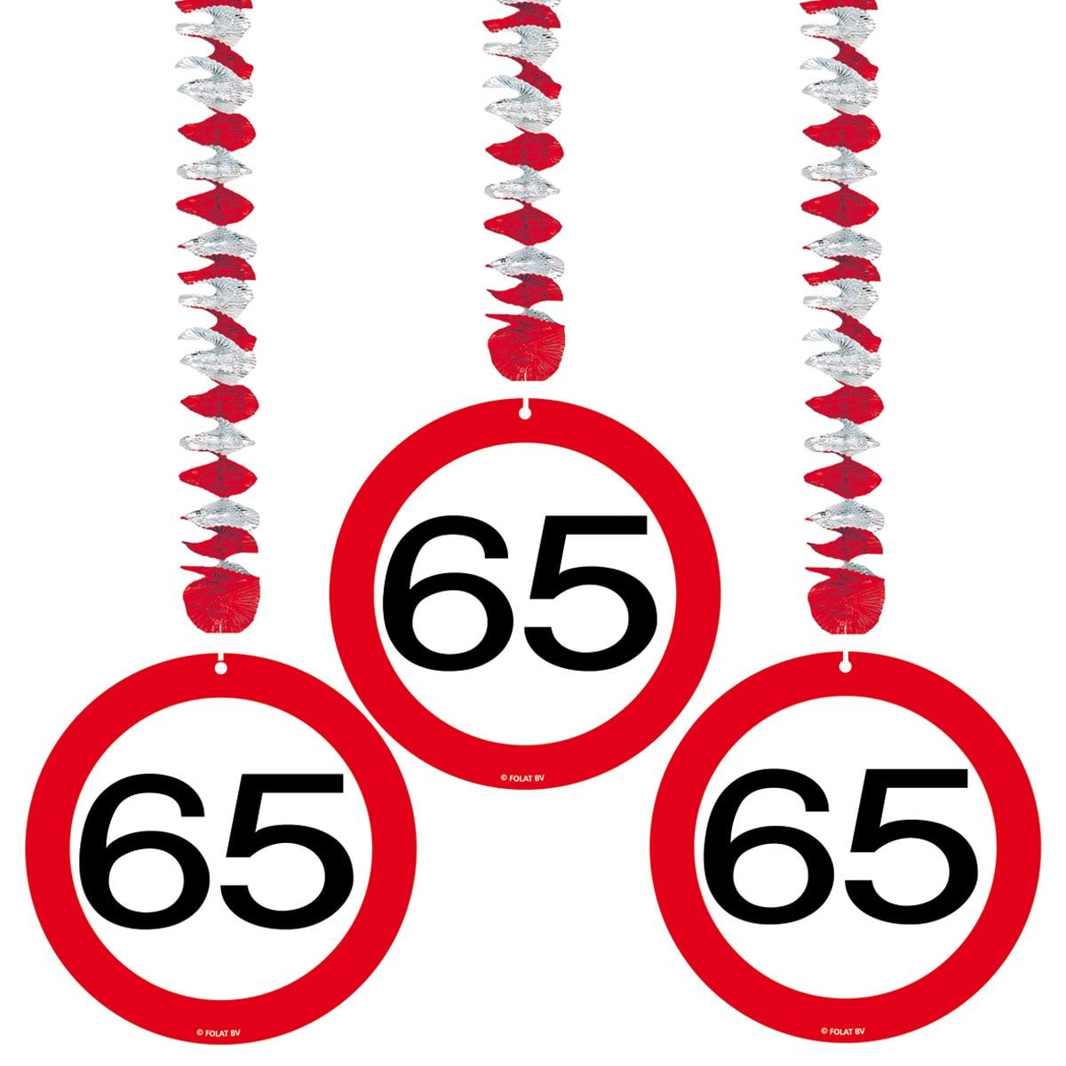 Hangdecoratie verkeersbord 65 jaar