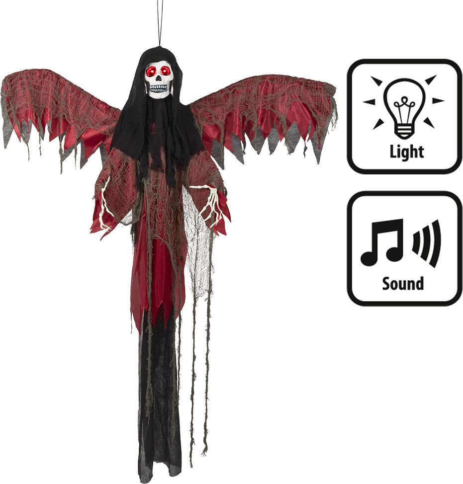 Hangdecoratie Vliegende Rode Reaper Licht & Geluid Halloween