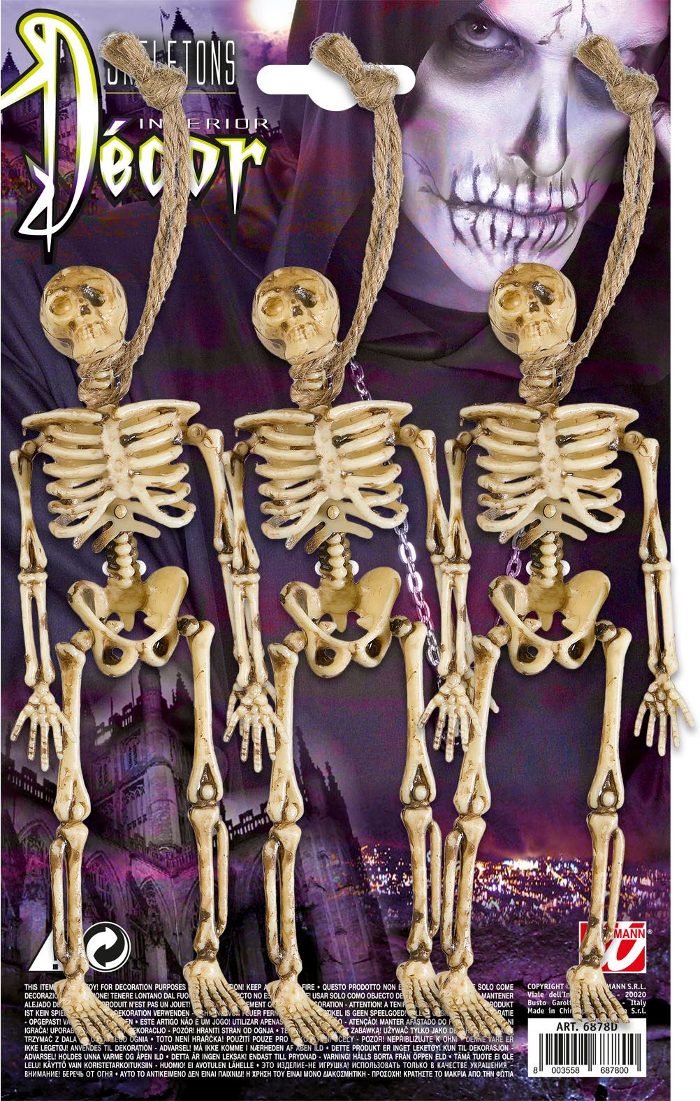 Hangende skelet versiering set 3 stuks