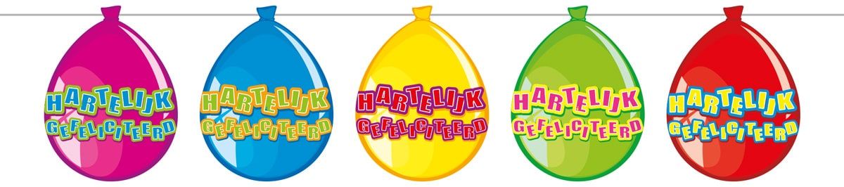 Hartelijk gefeliciteerd ballonnen slinger 10 meter