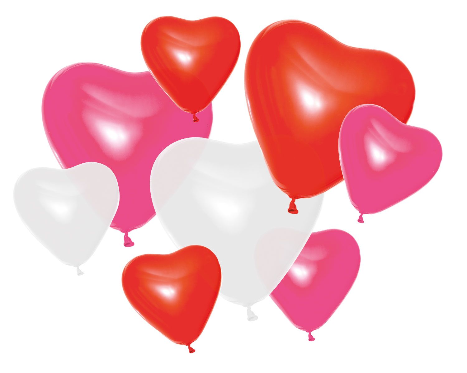 Hartvormige Ballonnen Rood Roze Wit 8 Stuks