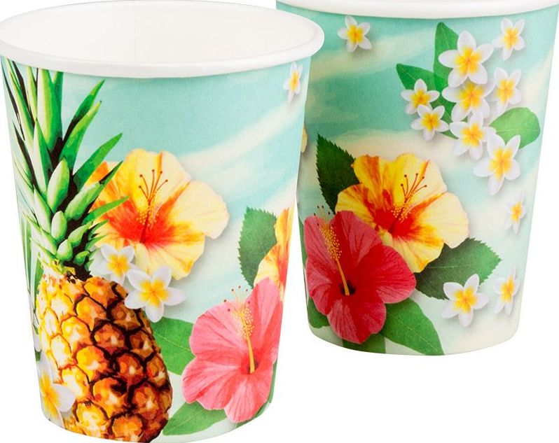 Hawaii paradise thema papieren bekertjes 10 stuks