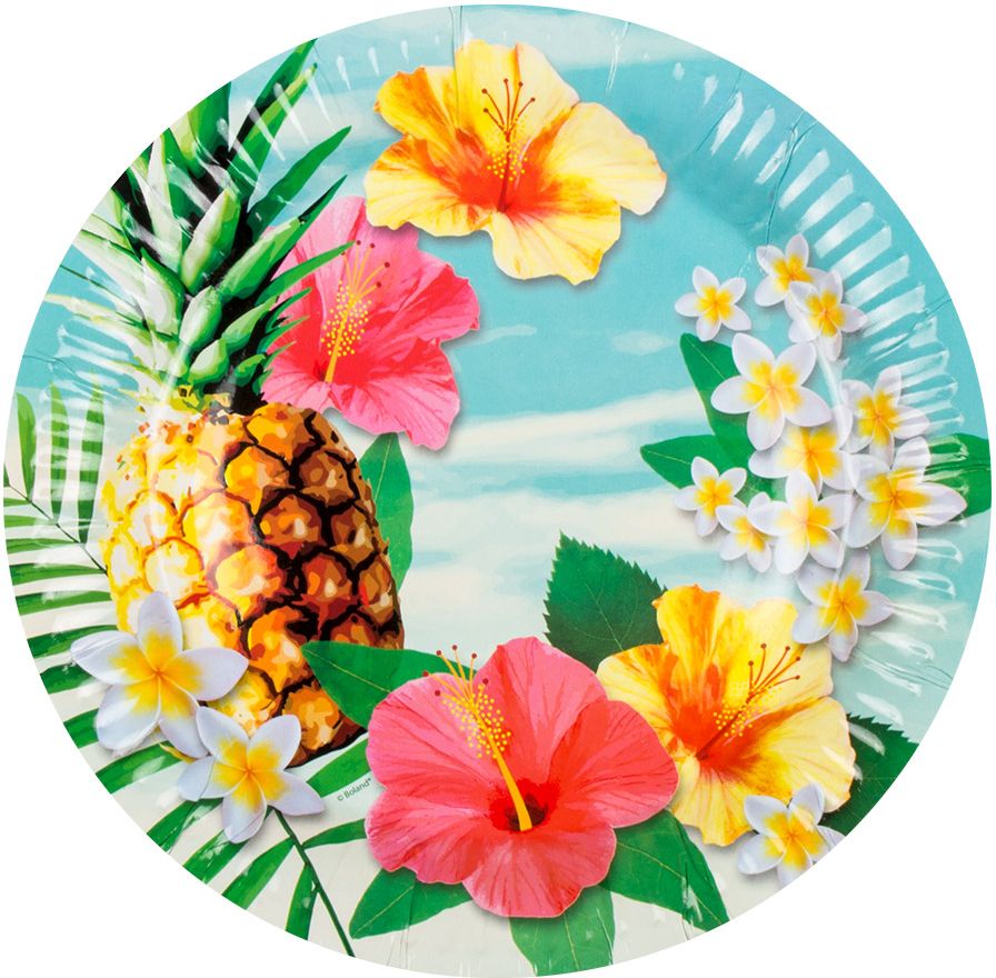 Hawaii paradise thema papieren bodjes 10 stuks