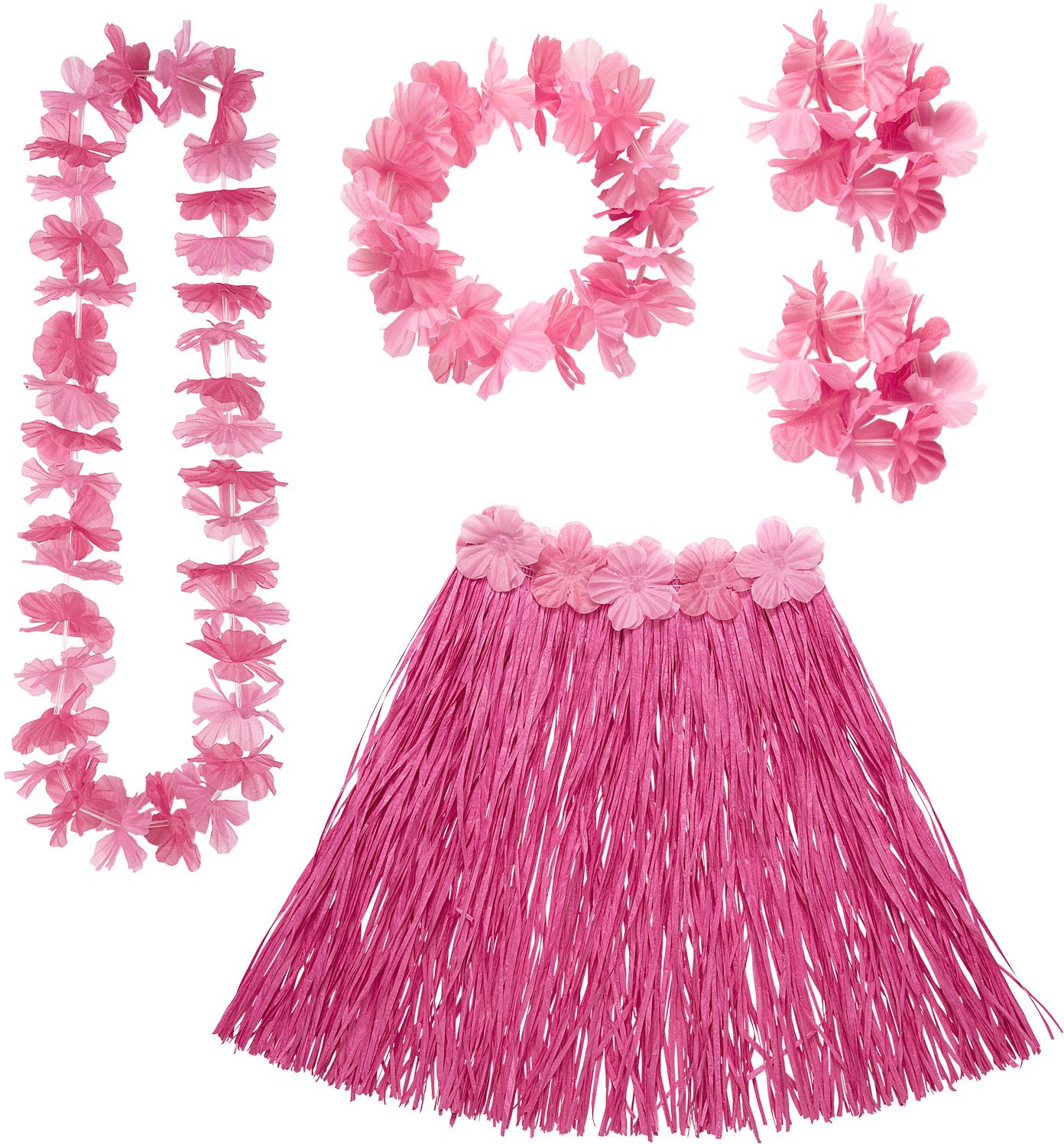 Hawaii rokje en slingers roze