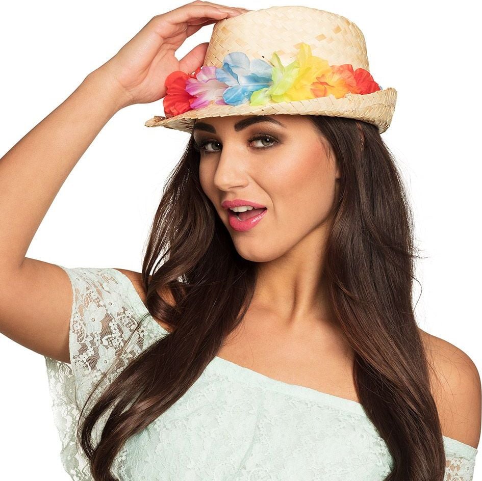 Hawaii stro fedora met bloemen