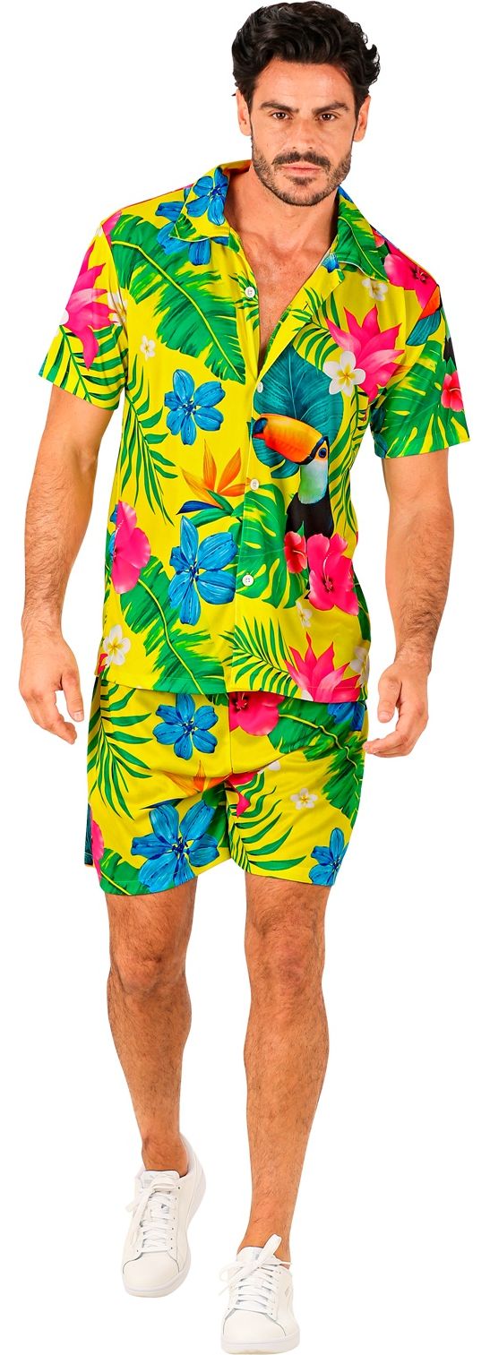 Hawaii toekan zomer pak geel mannen