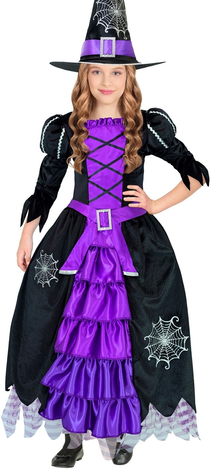 Heksen pak Meisjes Halloween Zwart Paars