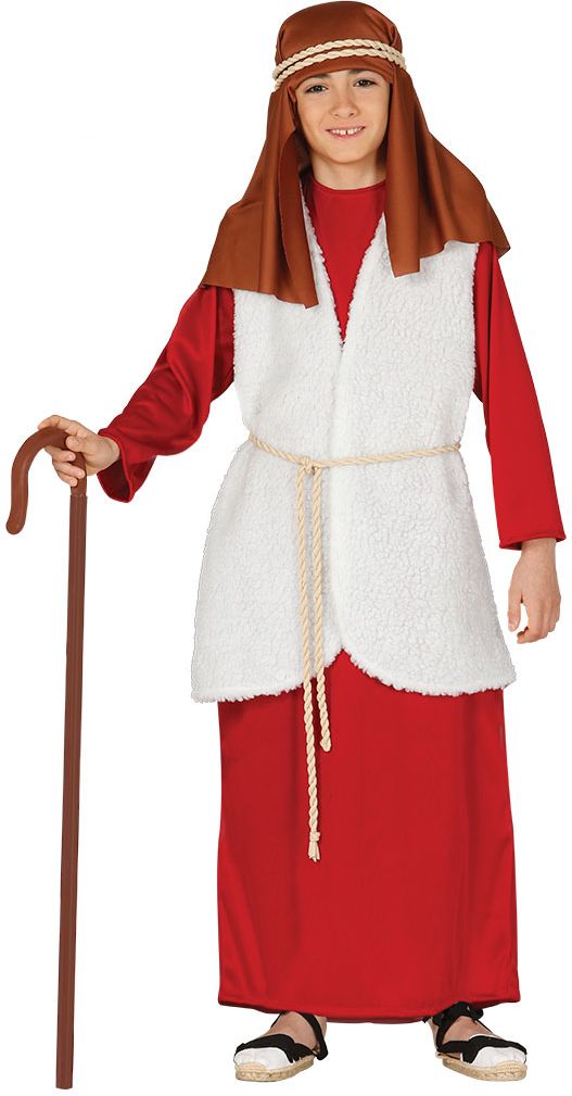 Herder kerststal kostuum rood