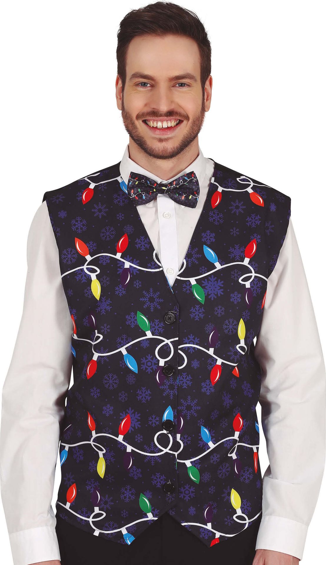 Heren foute kerst gilet met kerstlampjes