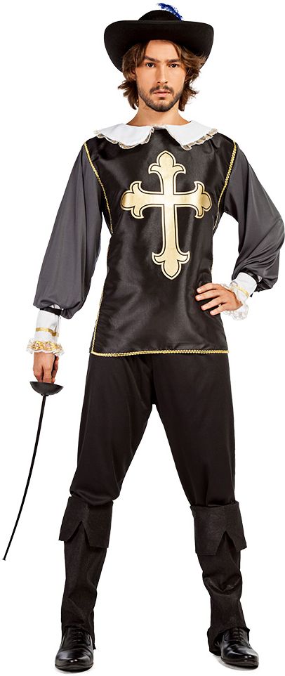 Heren Musketier Outfit Zwart