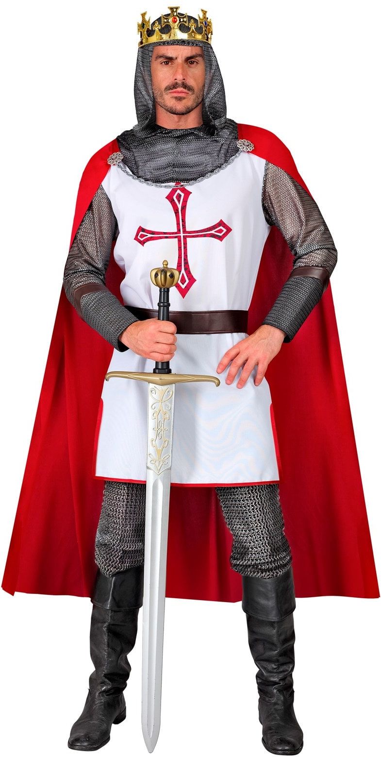 Heren Ridder Kostuum Rode Cape