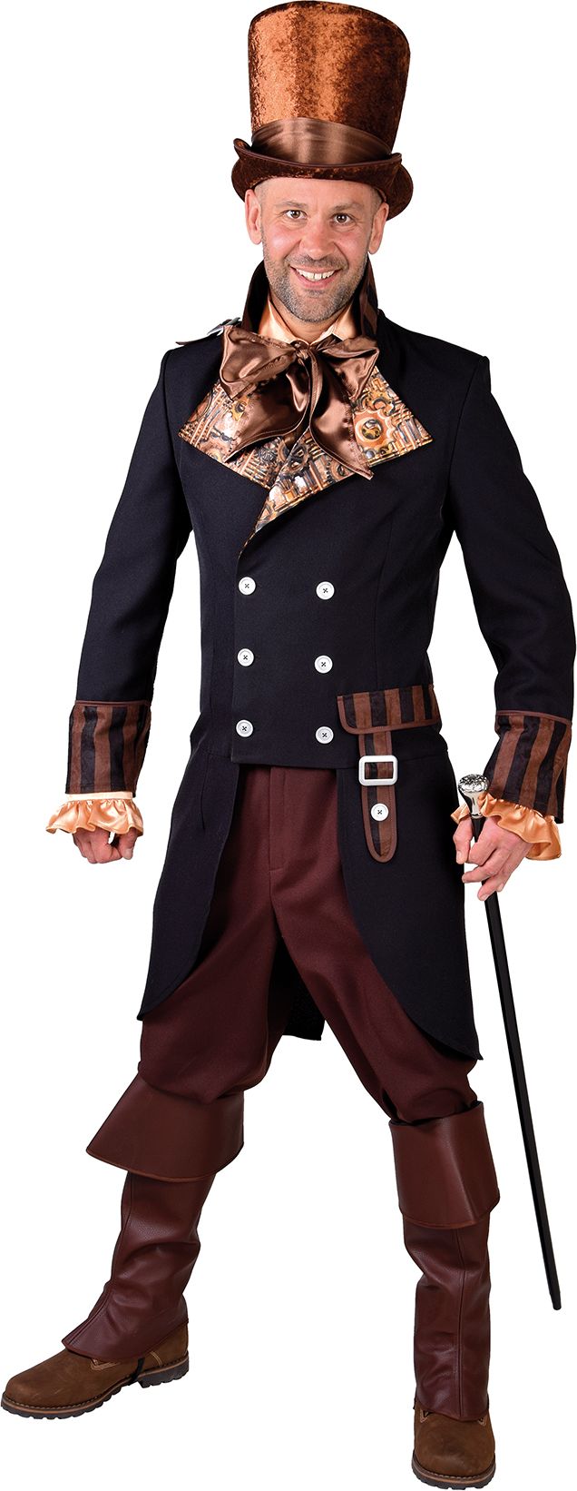 Heren steampunk slipjas zwart