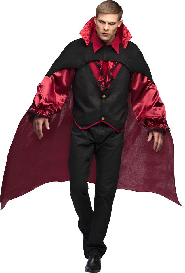 Heren Vampier Halloween Outfit Zwart