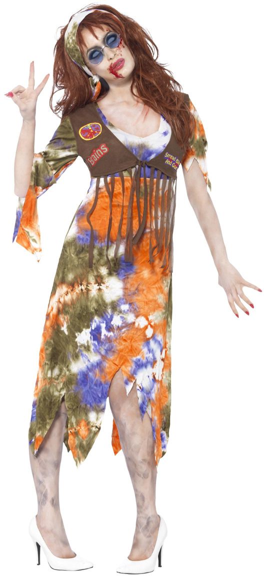 Hippie 60s flower power zombie jurk