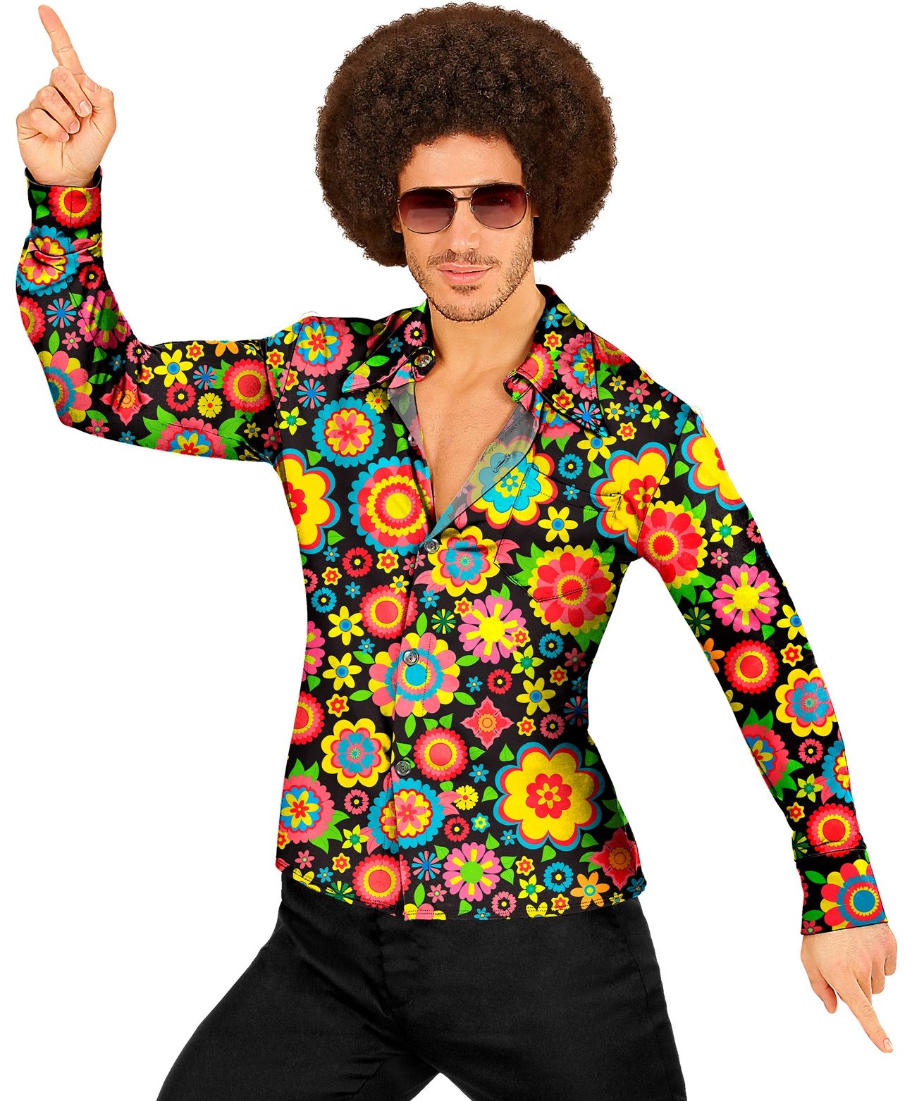 Hippie blouse vrolijke bloemen mannen