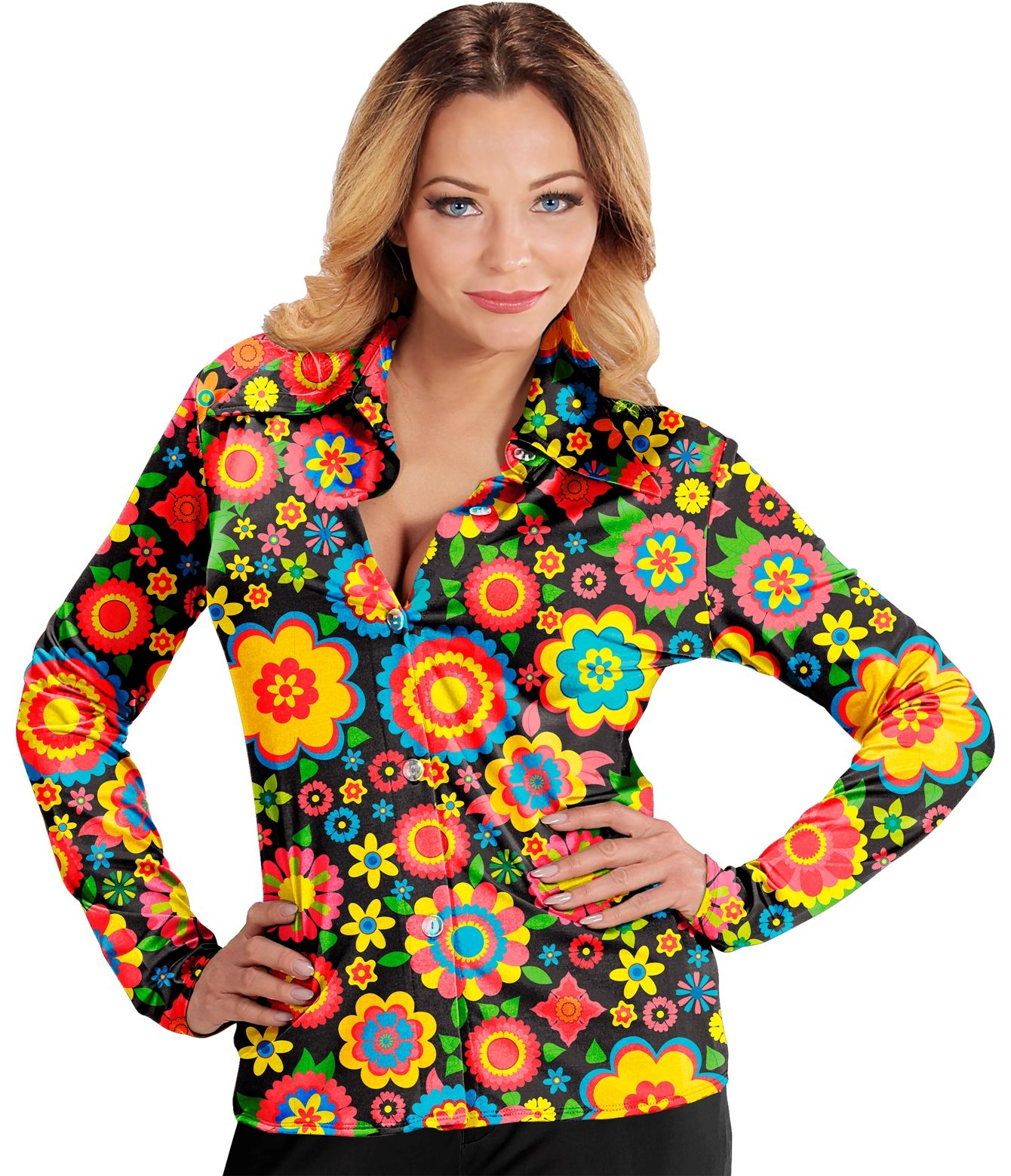 Hippie blouse vrolijke bloemen vrouwen