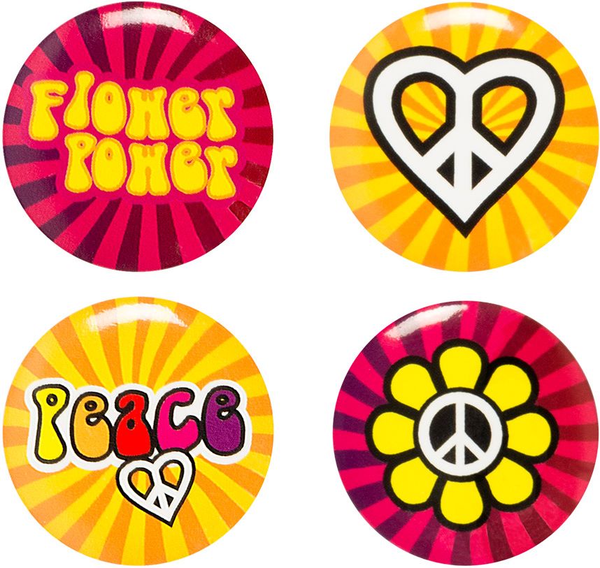Hippie flower power buttons