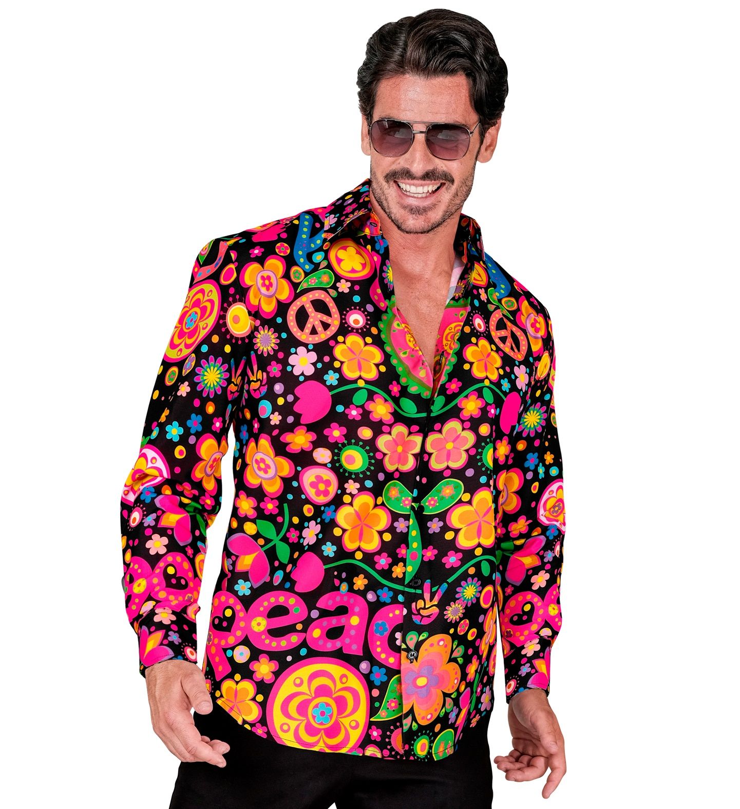 Hippie glow in the dark blouse mannen