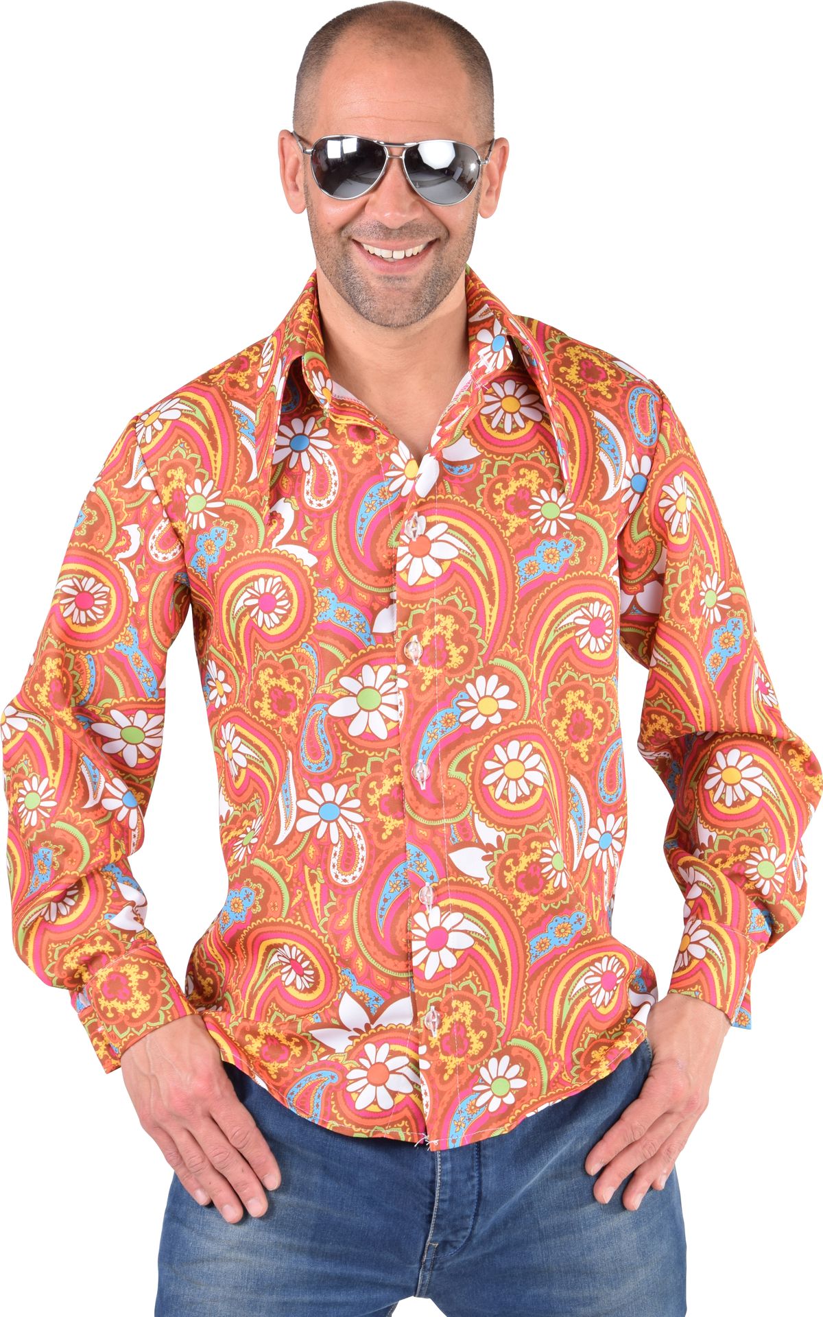 Hippie overhemd oranje