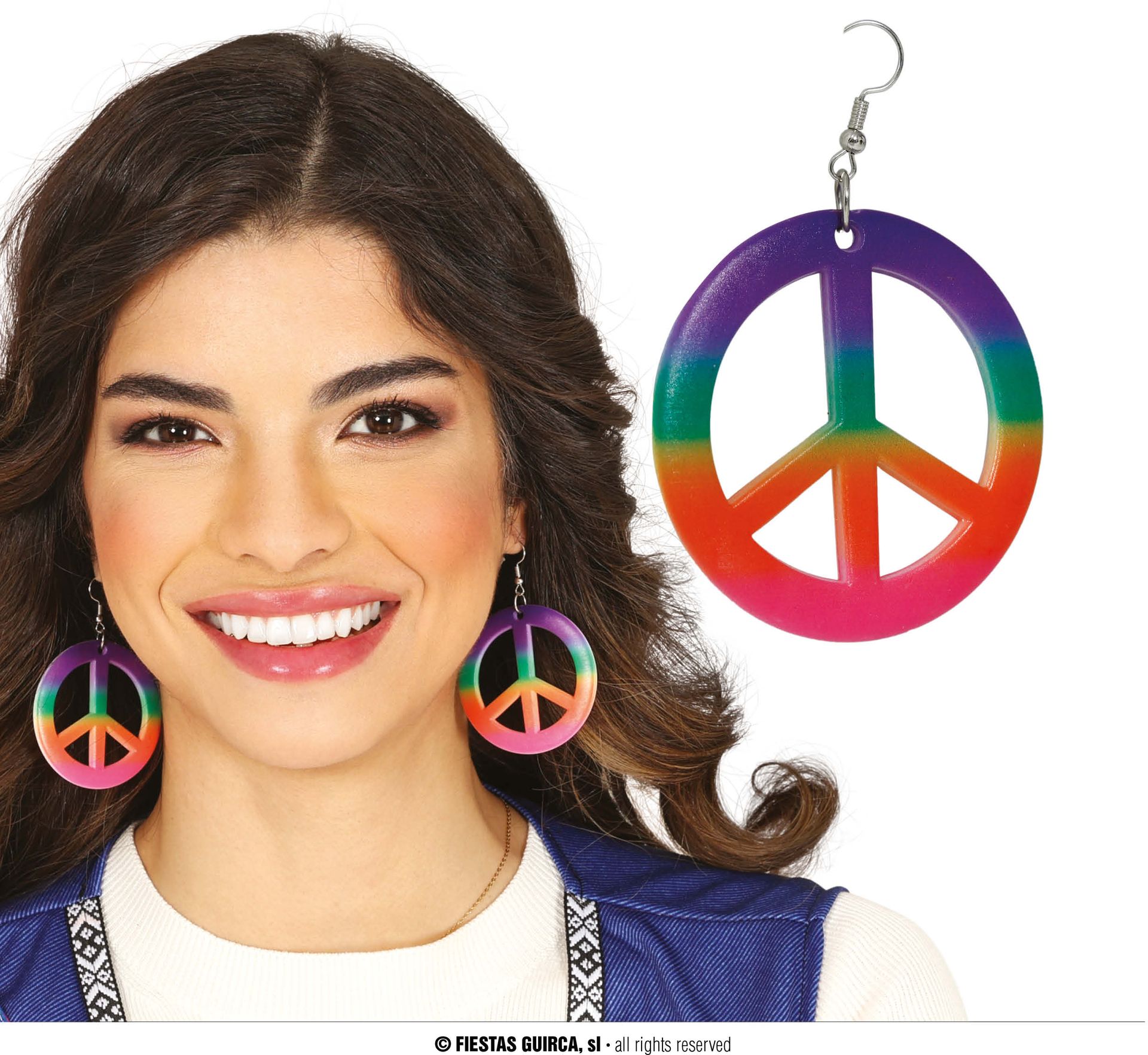 Hippie Peace Oorbellen Meerkleurig