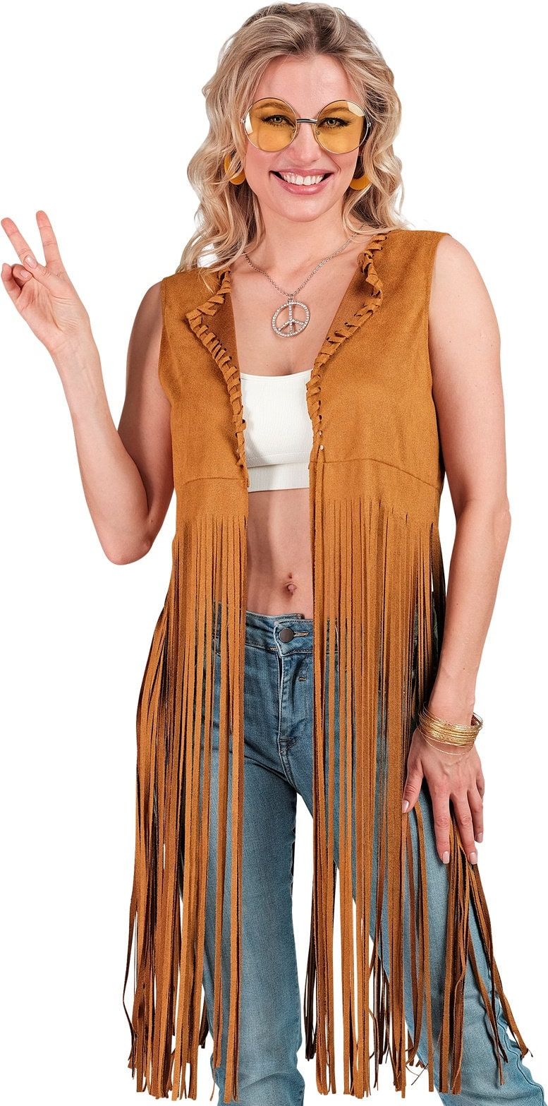 Hippie Vest Bruin Vrouwen 60s