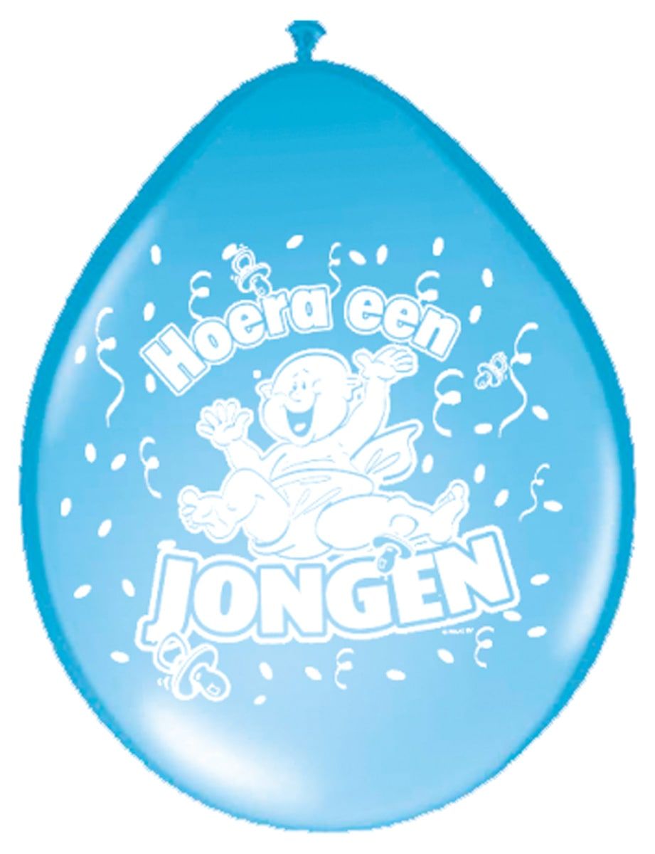 Hoera een jongen blauwe ballonnen 8 stuks