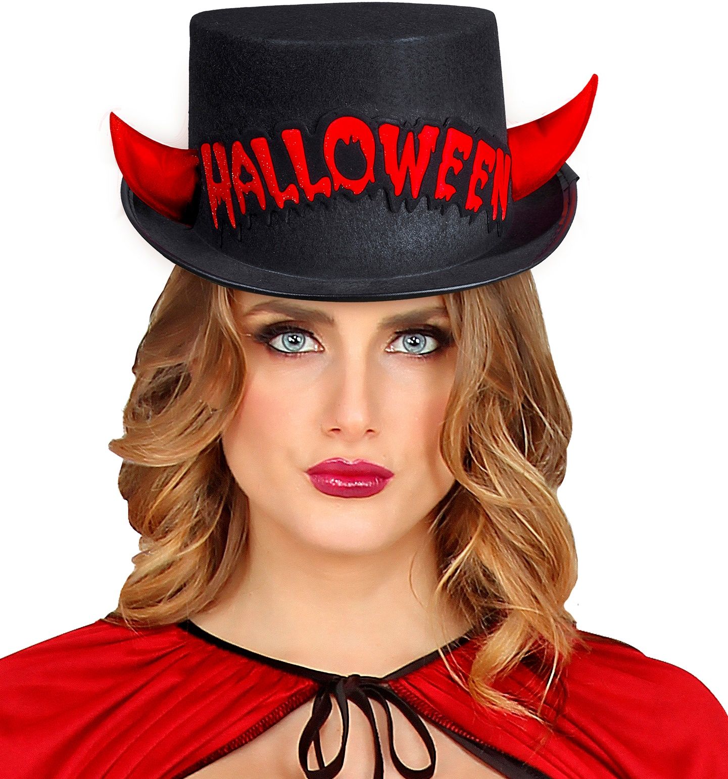 Hoge halloween hoed zwart-rood