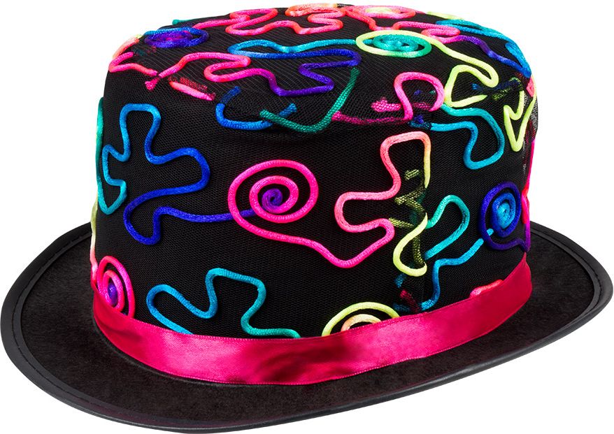 Hoge hoed met neon vormen