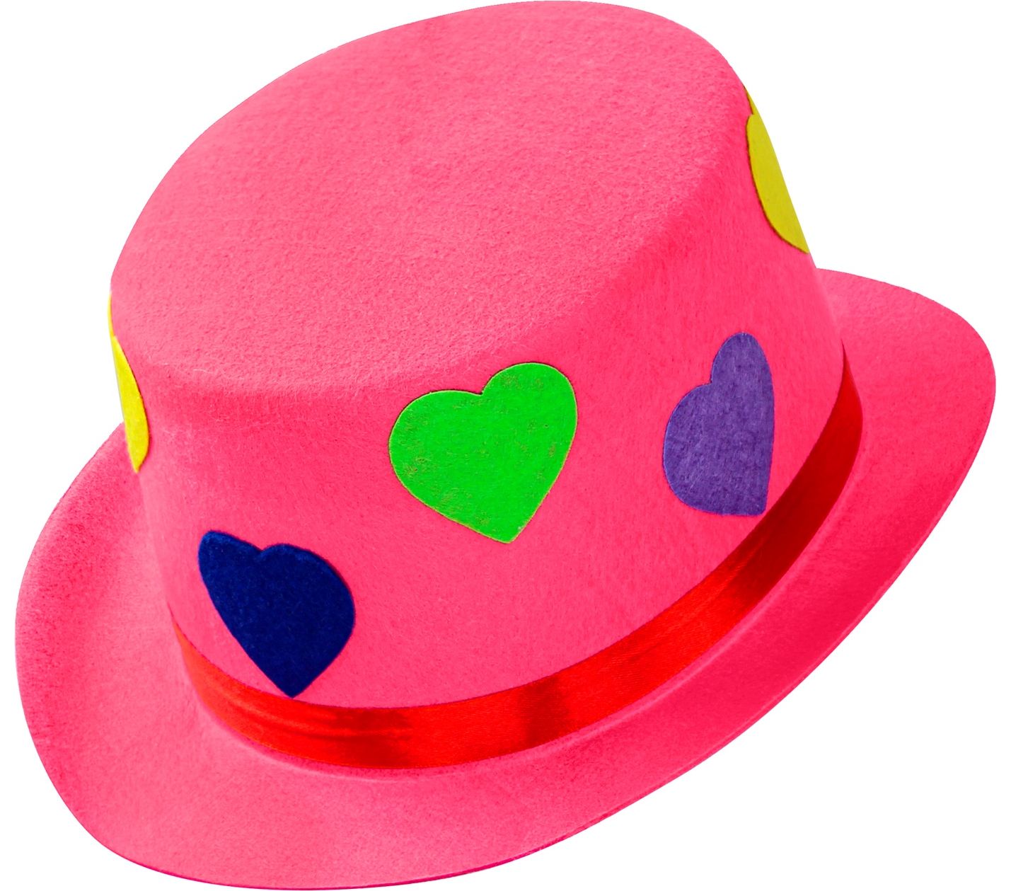 Hoge hoed roze met hartjes