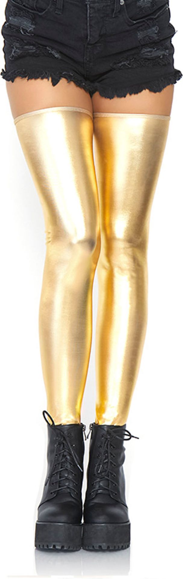 Hoge kniekousen metallic goud