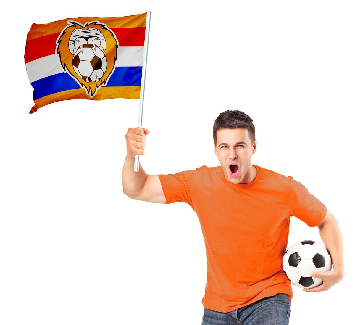 Holland voetbal vlag met stok