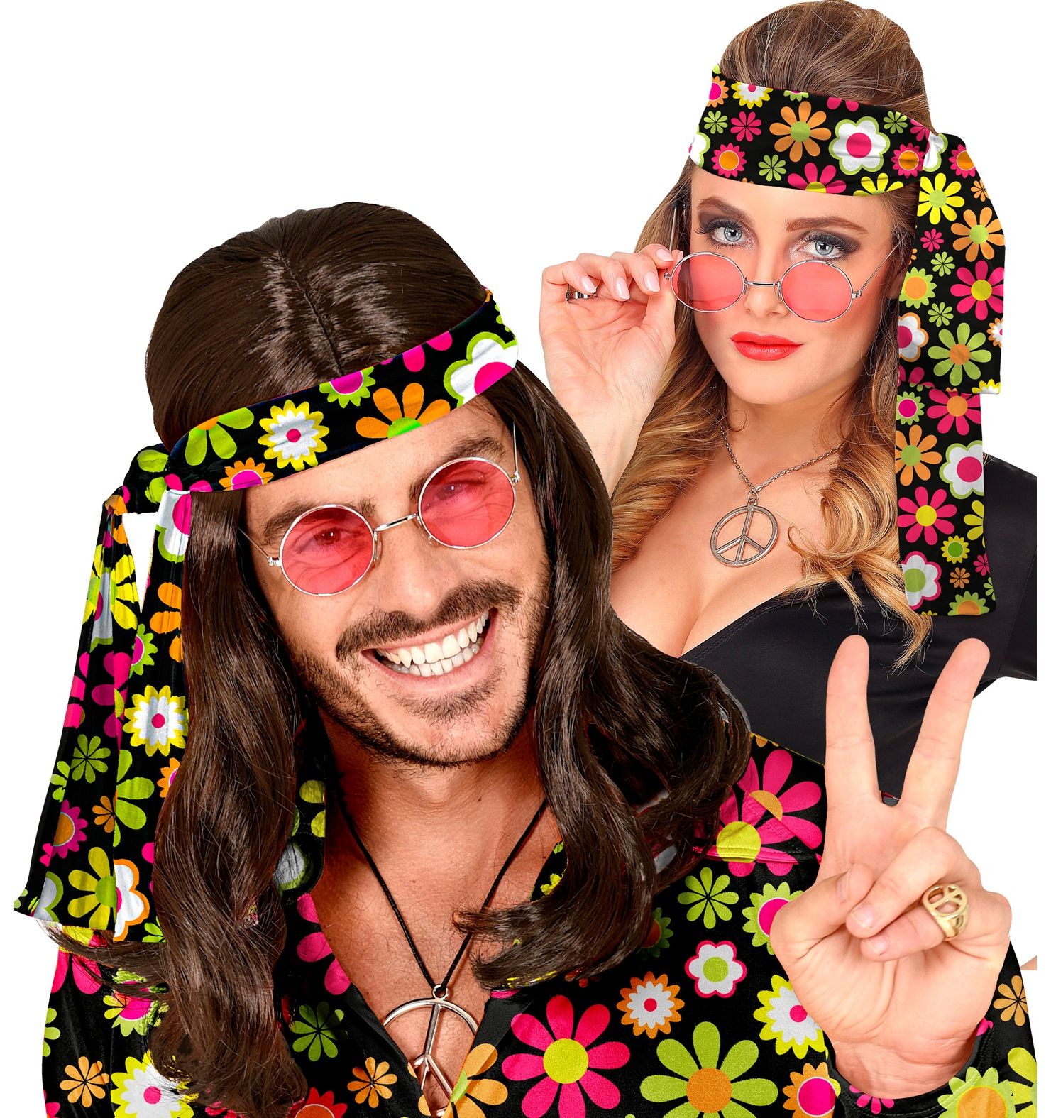 Hoofdband hippie bloemen