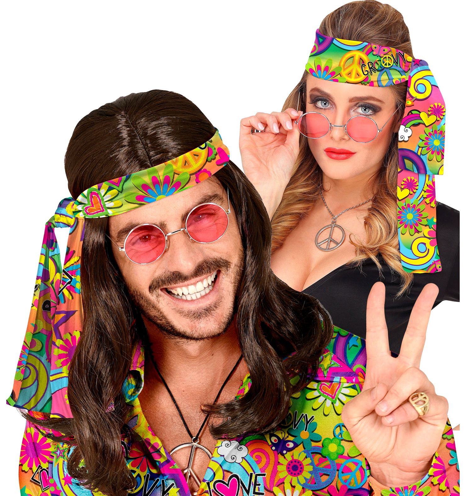 Hoofdband love en peace hippie