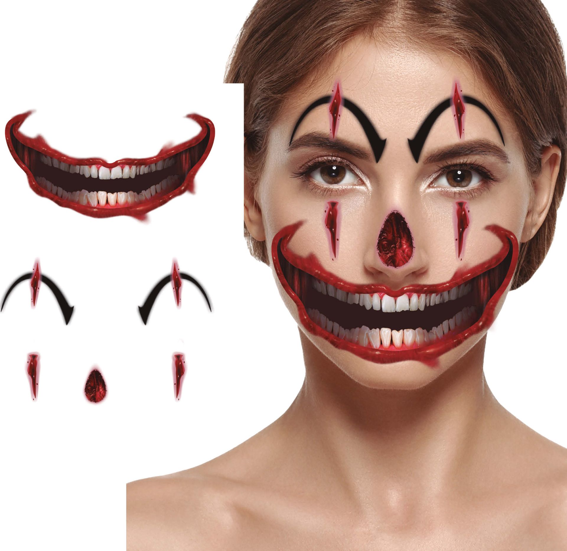Horror Clown Gezichtstattoo