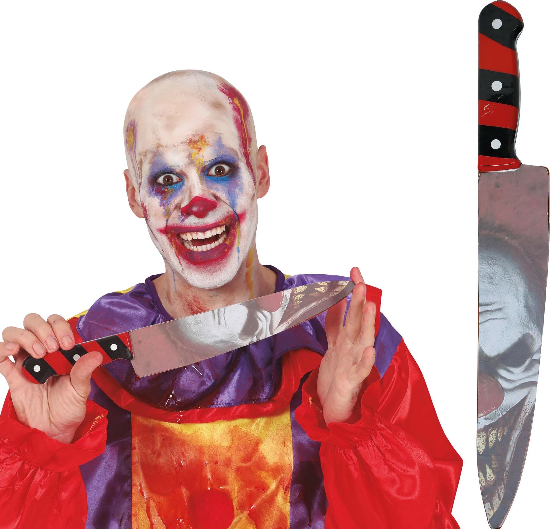 Horror clown keukenmes 37 cm halloween