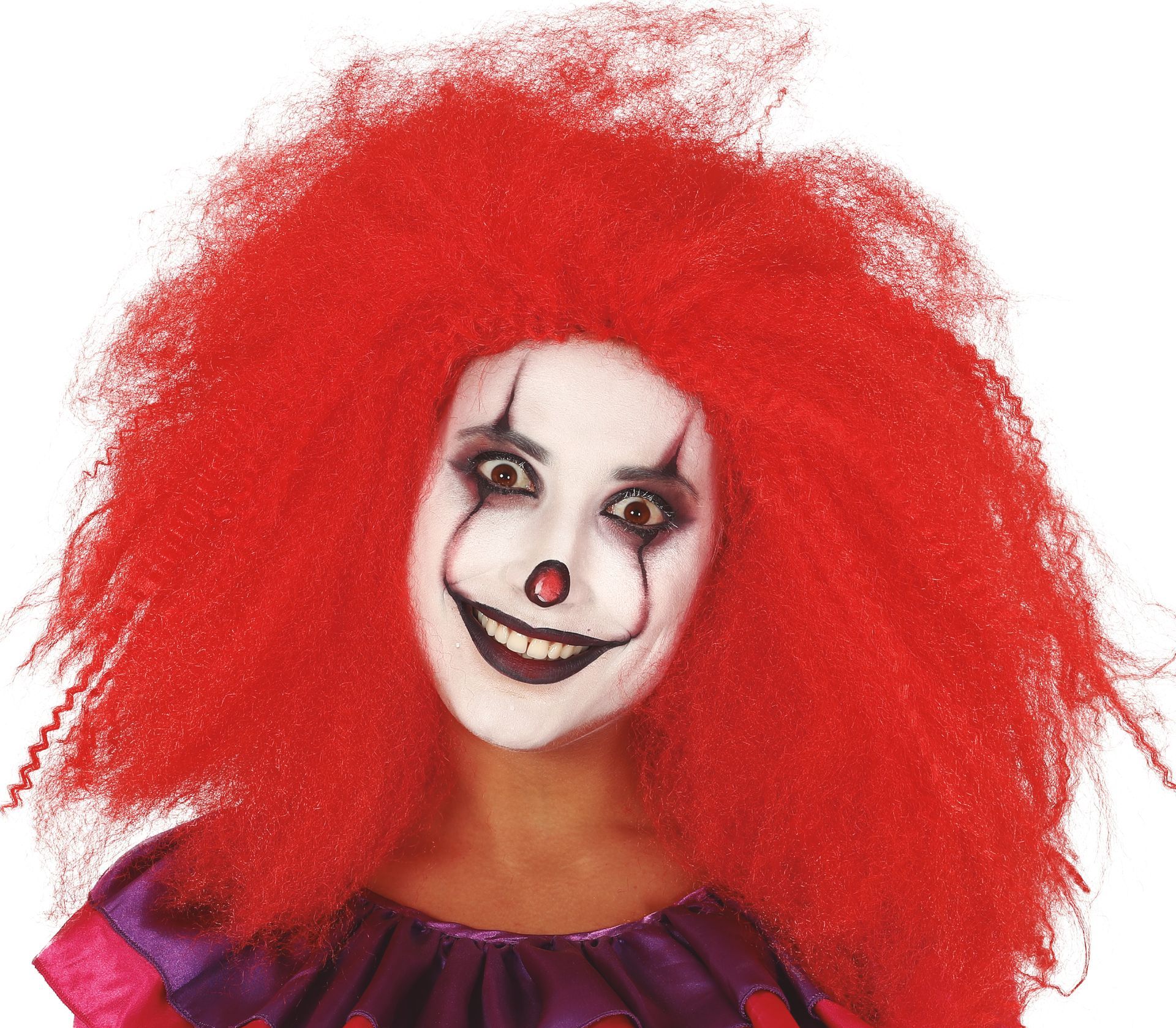 Horror clown pruik rood