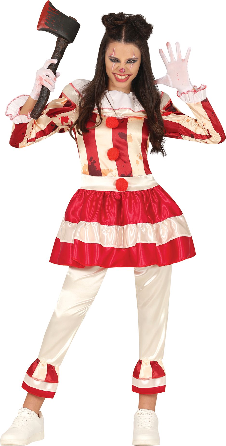 Horror Clown Rood Wit Kostuum Meisjes 14-16 Jaar