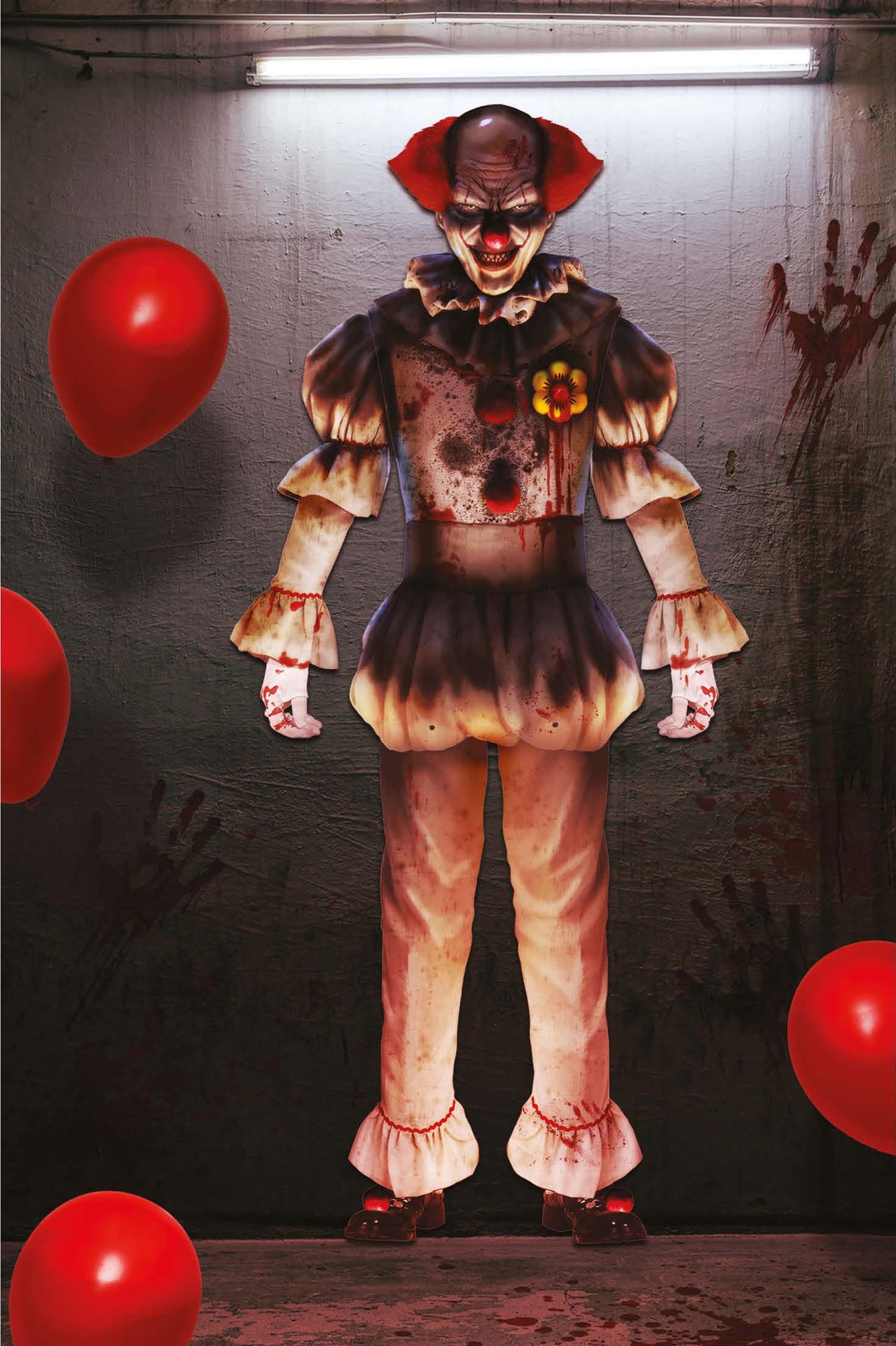 Horror clown wanddecoratie 180 cm halloween