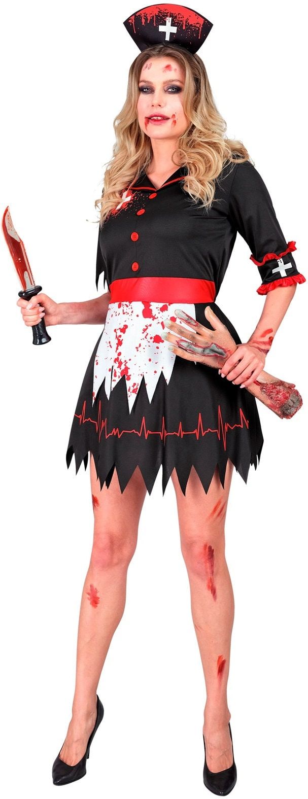 Horror Verpleegster Pak Halloween Zwart Vrouwen
