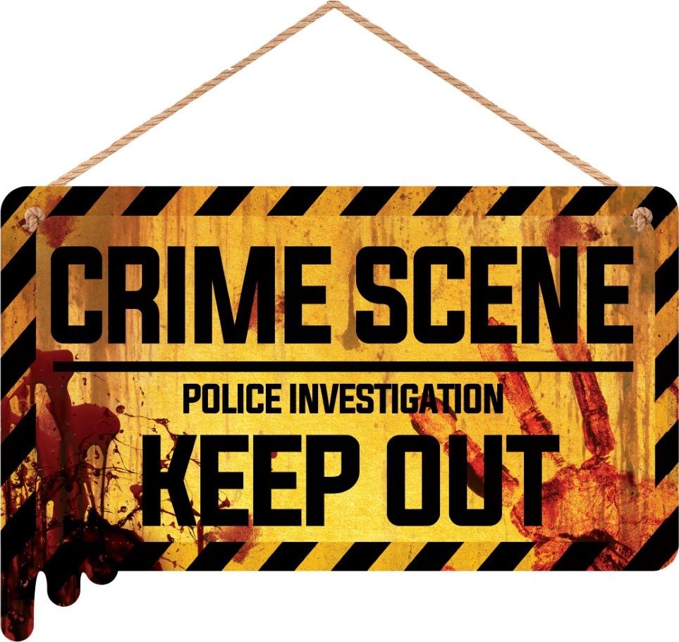 Houten "Crime scene" bord 35 x 20 cm halloween