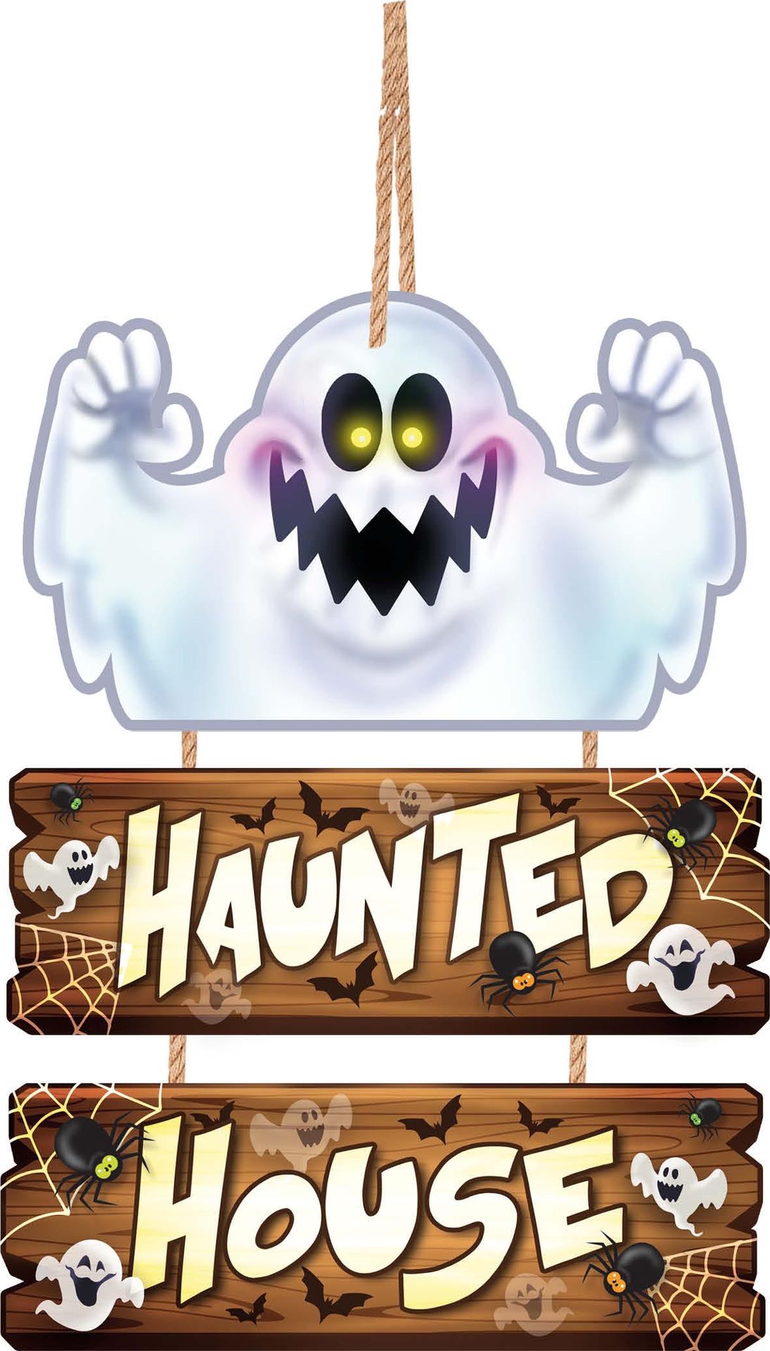 Houten "Haunted house" spook bord 3 delig 32 x 21 cm halloween