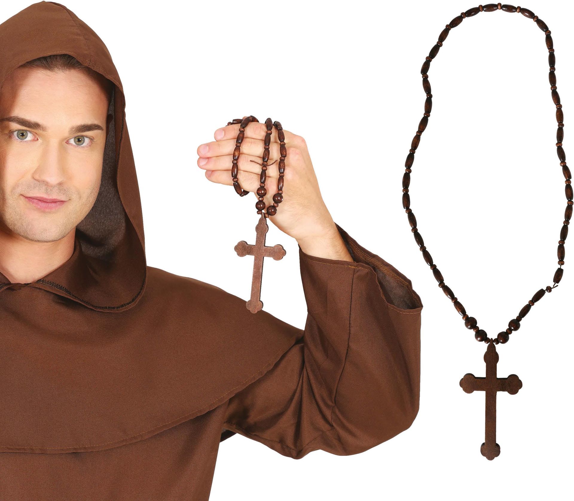 Houten Rozenkrans Monnik Ketting