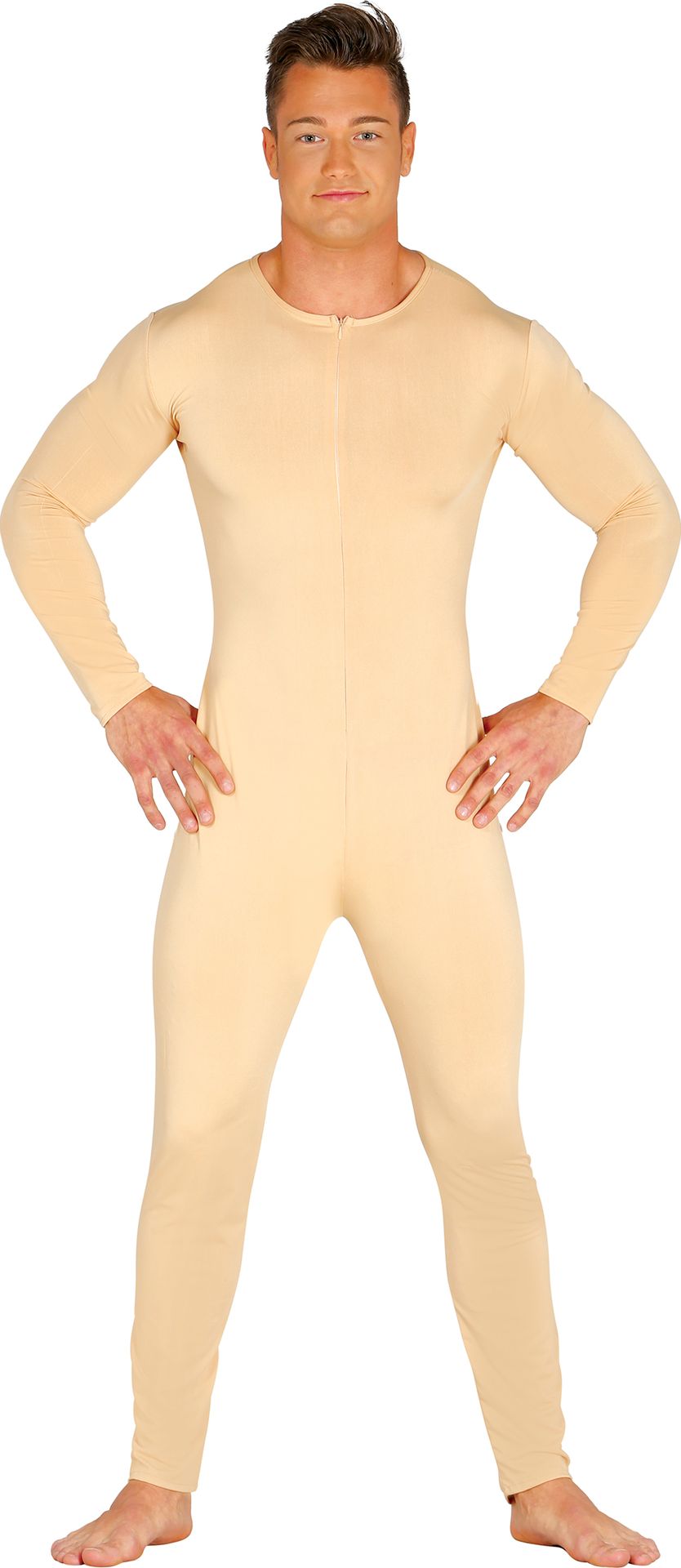 Huidskleur bodysuit naaktpak heren