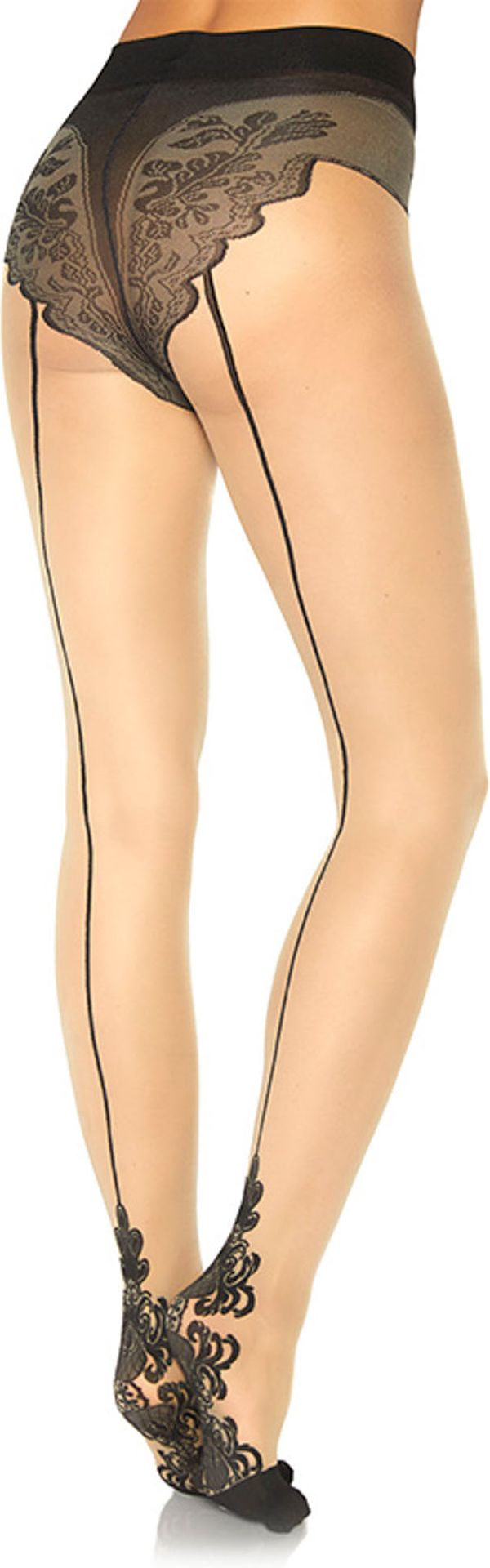 Huidskleur panty met bloemen