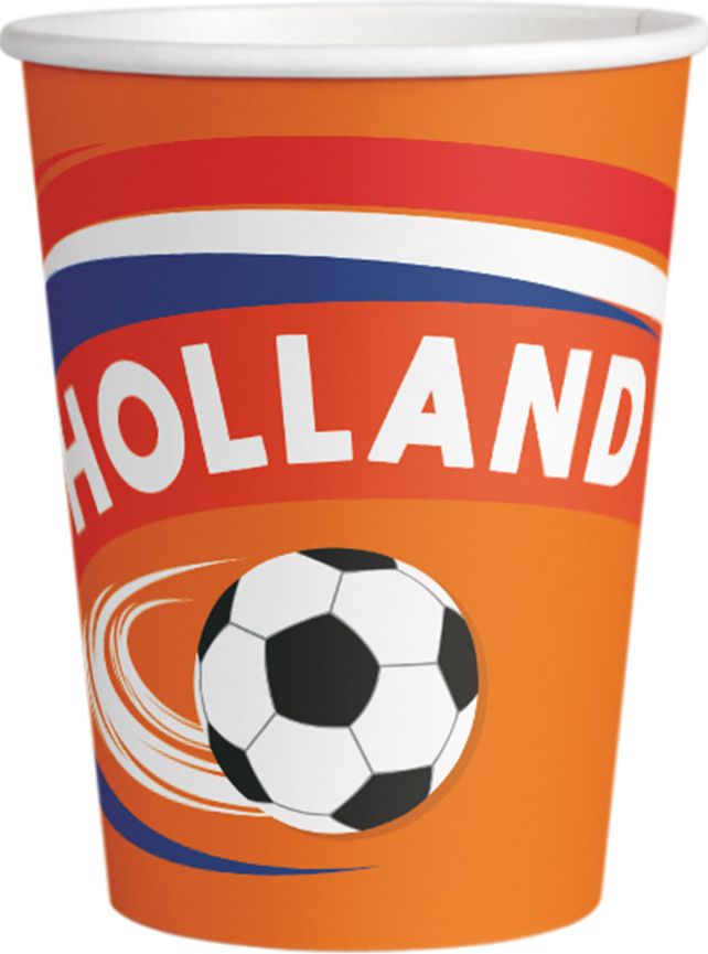 Hup Holland hup voetbal oranje bekertjes 8 stuks